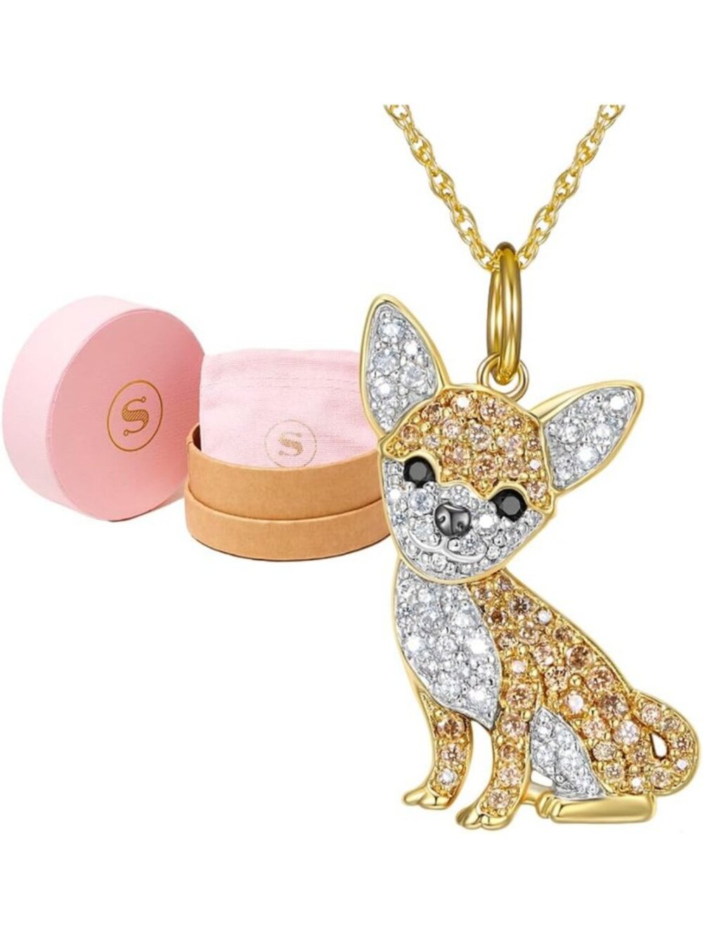 Silver Dog Breed Cubic Zirconia Pendant Necklaces for Women